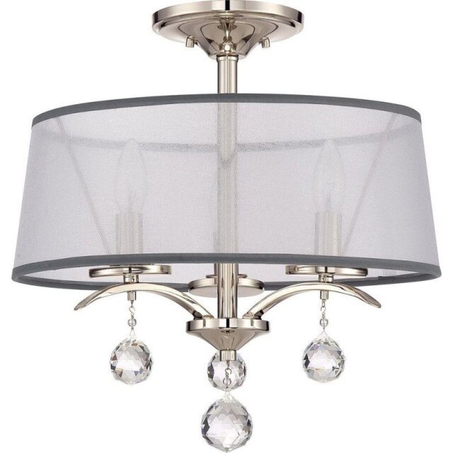 Elstead QZ/WHITNEY/SF Whitney 3 Light Pendant/Semi Flush Ceiling Light In Imperial Silver