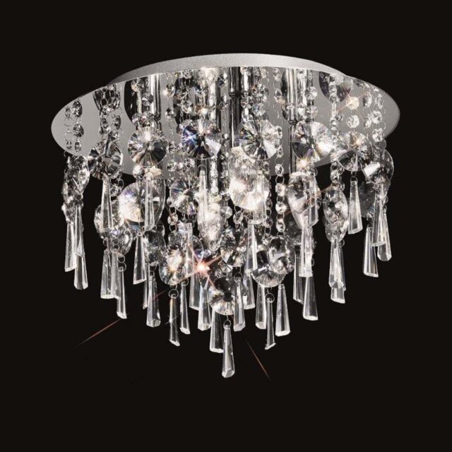 Franklite CF5719 Jazzy Round 4 Light Crystal Bathroom Flush Ceiling Light