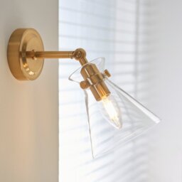 Endon 112861 Harlow Wall Light In Brushed Aged Brass With Glass Shade