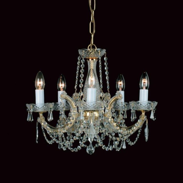 Impex Preciosa 5 Light Marie Therese Crystal Chandelier - product_finish:Chrome Finish Frame