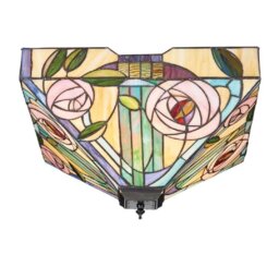 Interiors 1900 70698 Willow Tiffany 2 Light Large Flush Ceiling Light In Bronze