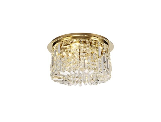 Baden 45 cm Round Flush Chandelier In Gold Finish With Crystal Glass
