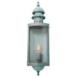 Downing Street Solid Brass Outdoor Lantern, Verdigris