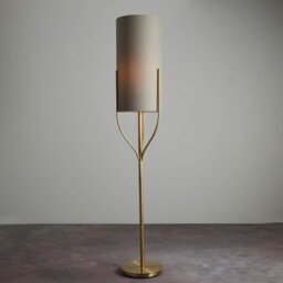 Endon 95466 Fraser Floor Lamp In Satin Brass With Natural Linen Shade