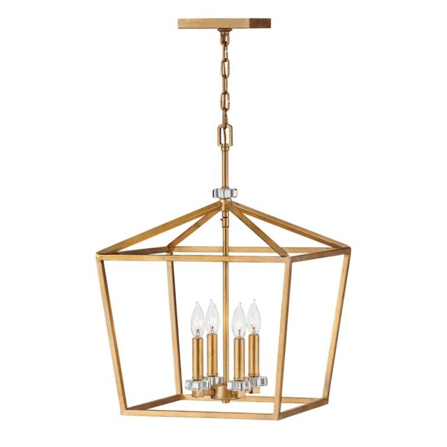 Quintiesse QN-STINSON-4P-L-DBR Stinson Large Ceiling Light In Distressed Brass Finish