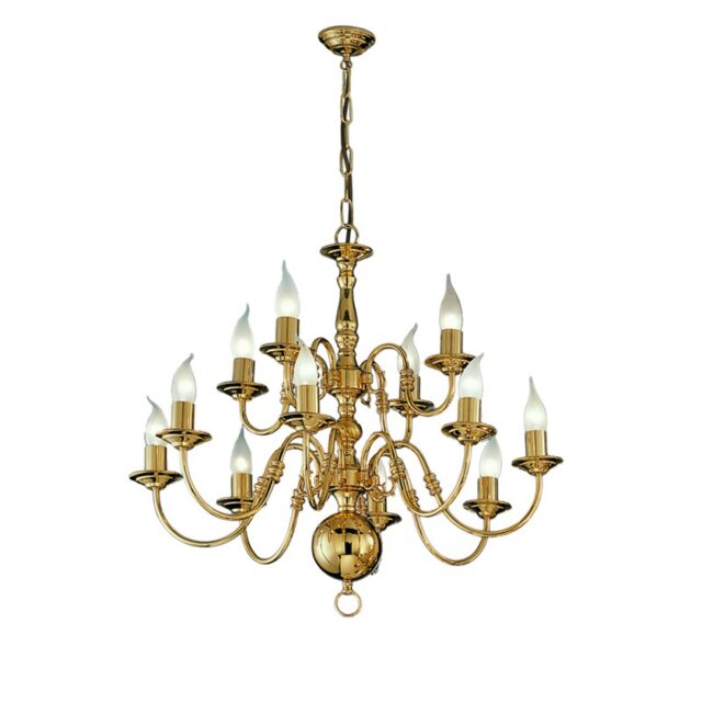 Franklite Delft 12 Light Flemish Ceiling Chandelier In Polished Brass Finish PE79112