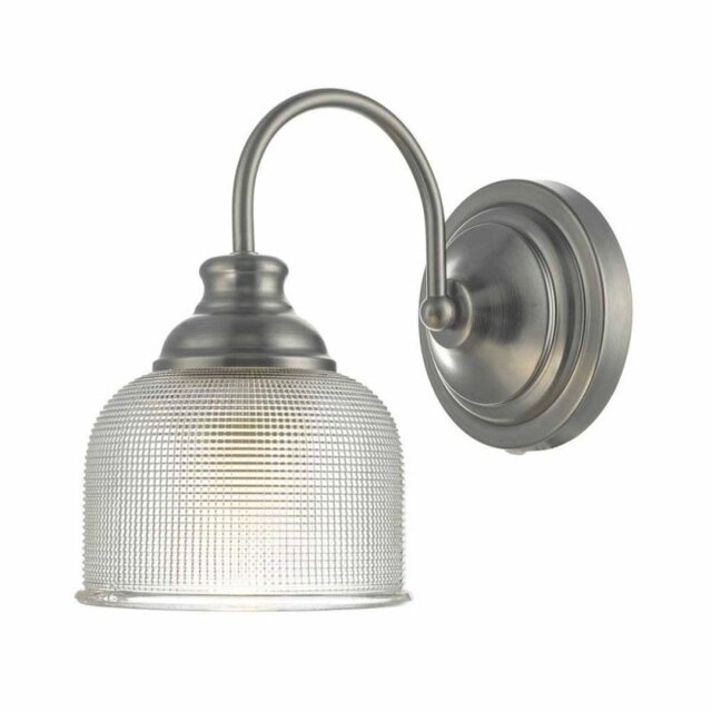 Dar TAC0761 Tack 1 Light Wall Light In Antique Chrome And Glass Shade
