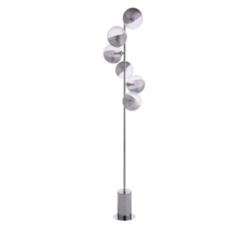 Dar Lighting Spiral 6 Light Floor Lamp In Polished Chrome With Smoked And Clear Ribbed Glass