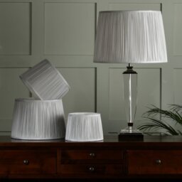 Laura Ashley Hemsley Pleated Silk Empire Drum Shade In Silver 35cm LA3756305-Q