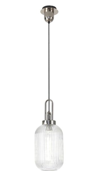 Glenn 1 Light Tubular Ceiling Pendant in Polished Nickel With Clear Glass