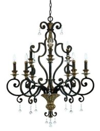 QZ/MARQUETTE9 9 Light Crystal Drop Heirloom Chandelier