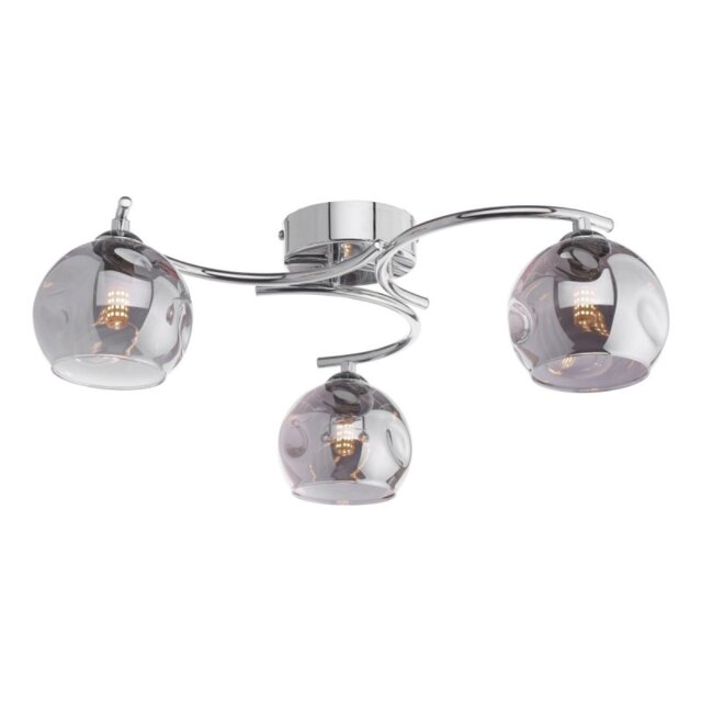 Dar Lighting Nakita 3 Light Semi Flush Ceiling Light In Polished Chrome With Smoked Dimpled Glass NAK5350-15