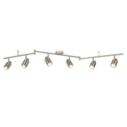 Searchlight 6606SS Samson Six Light Ceiling Bar Spotlight In Satin Silver