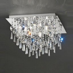 Franklite CF5722 Square 6 Light Crystal Bathroom Flush Ceiling Light