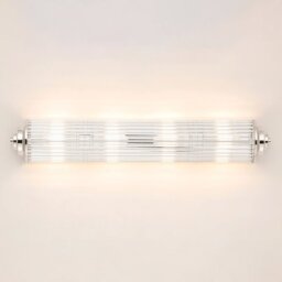 Pillar 4 Light Bathroom Wall Light In Polished Nickel And Clear Glass Rods IP44 G9