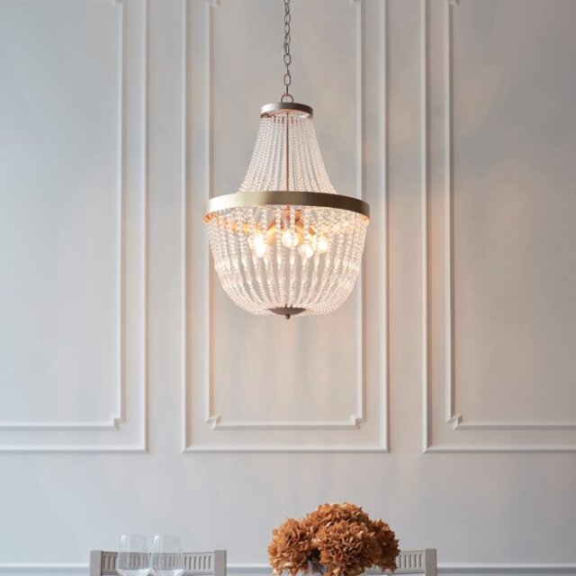 Endon 81913 Celine 5 Light Ceiling Pendant In Rose Gold Paint And Clear Glass