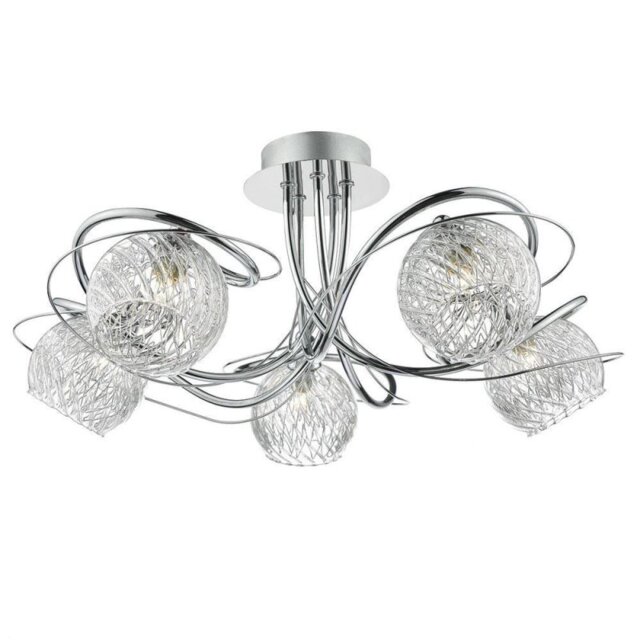 Dar REH0550 Rehan 5 Light Semi Flush Ceiling Light In Polished Chrome
