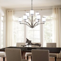 FE/PROSPECTPK9 Prospect 9 Light Chandelier Ceiling Light In Satin Nickel And Chrome