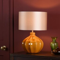 Dar Lighting Amrita Ceramic Table Lamp In Brown And Antique Brass Finish Base Only