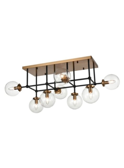 Franklite FL2411-8 Diffraction 8 Light Flush Ceiling Light In Matt Black And Antique Gold