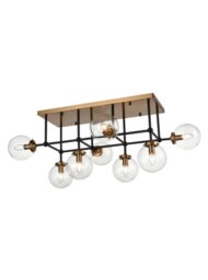 Franklite FL2411-8 Diffraction 8 Light Flush Ceiling Light In Matt Black And Antique Gold