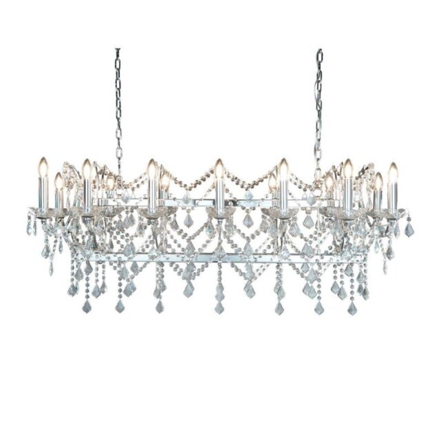 Searchlight 80614-14CC Florence Fourteen Light Ceiling Pendant Light In Chrome With Crystal Drops