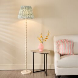 Dar Lighting Siyanda Floor Lamp In Cream Finish With Green Shade SIY4933-IKA1624