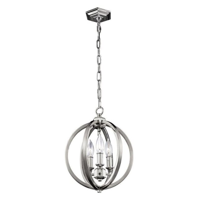FE/CORINNE/3/P/S Corinne 3 Light Small Ceiling Pendant Light In Polished Nickel - Dia: 286mm
