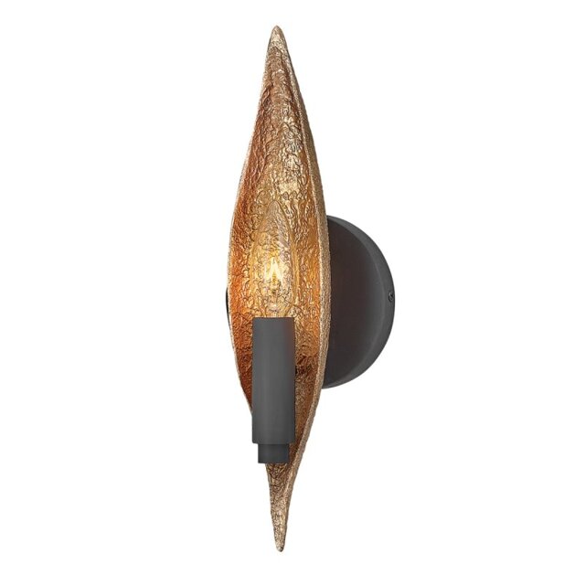 Quintiesse QN-WILLOW1-CBK Willow Single Wall Light In Carbon Black And Deluxe Gold Finish