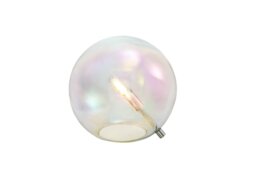 System Table Lamp In Chrome Finish With Iridescent Glass Shade 