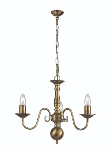 Franklite Halle 3 Light Flemish Ceiling Chandelier In Bronze Brass Finish PE7933