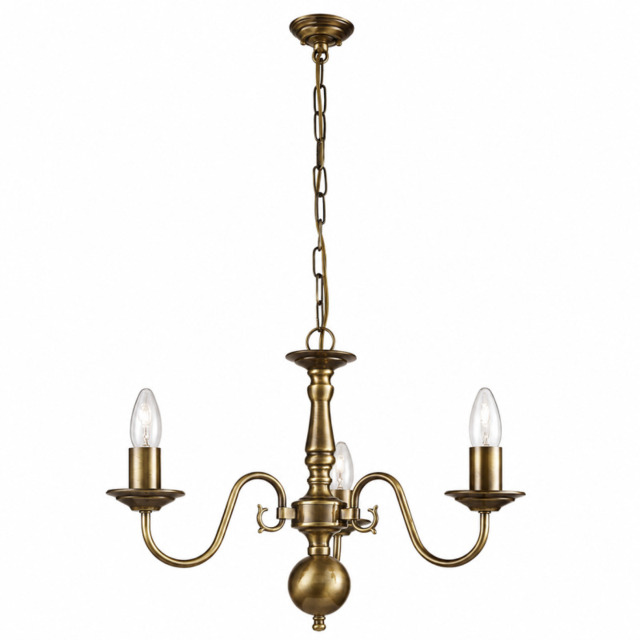 Franklite Halle 3 Light Flemish Ceiling Chandelier In Bronze Brass Finish PE7933