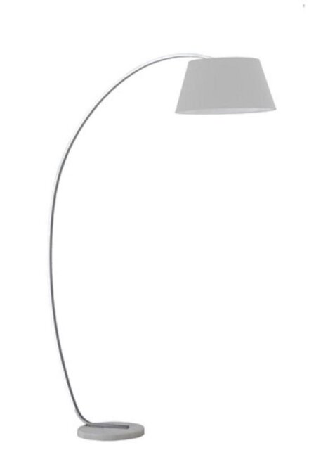 S227/1172 One Light Satin Nickel Finish Floor Light With Marble Base And Grey Shade