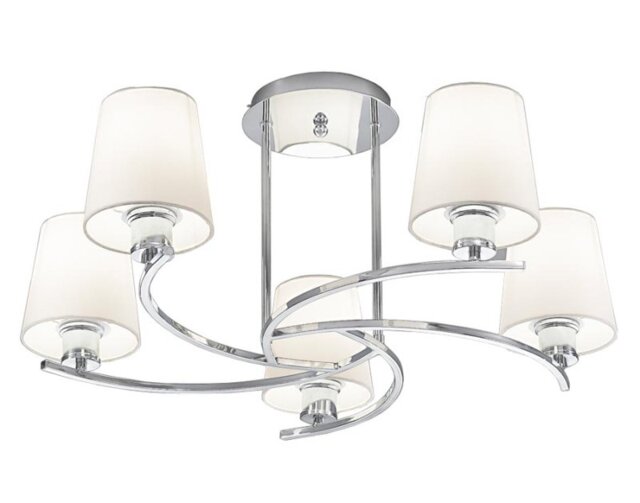 Spell 5 Light Flush Ceiling Light In Chrome Finish With Fabric Shades F2082/5/1123