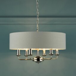 Laura Ashley Sorrento 6 Light Armed Fitting Ceiling Light in Polished Nickel with Silver Shade