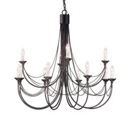 Elstead CB12 BLACK Carisbrooke 12 Light Two Tier Multi-Arm Chandelier In Black - Fitting Only