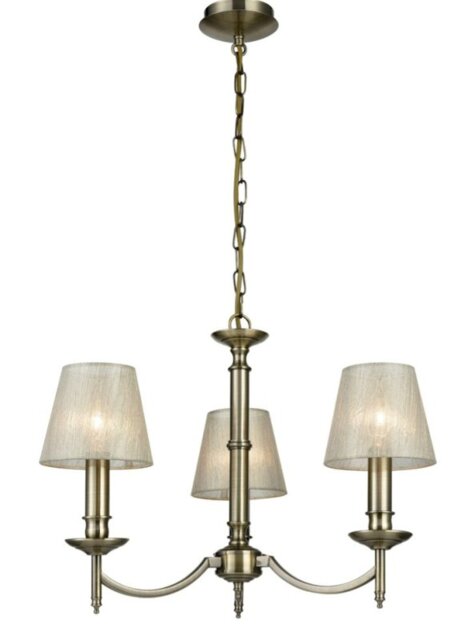 Franklite Petrushka 3 Light Ceiling Chandelier In Bronze Finish With Shades FL2091/3/1171