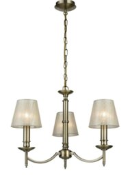 Franklite Petrushka 3 Light Ceiling Chandelier In Bronze Finish With Shades FL2091/3/1171