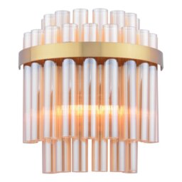 Dar Lighting Imani 2 Light Wall Light In Natural Brass With Champagne Glass