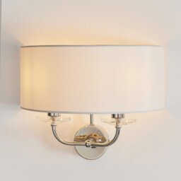 Endon 60180 Nixon Wall Light in Nickel with White Silk Shade