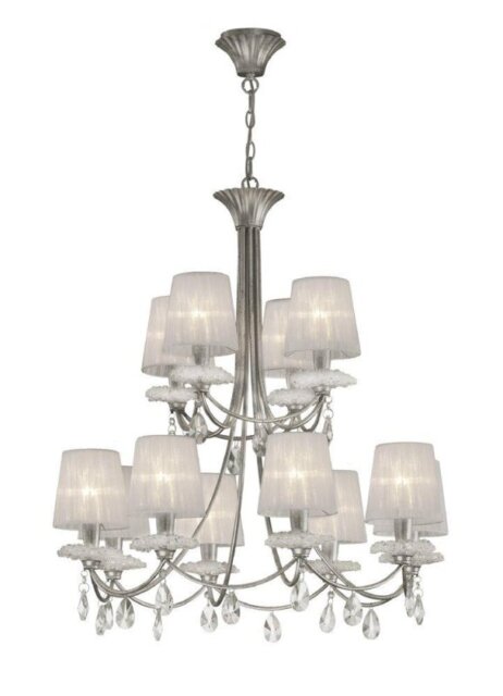Mantra M6300 Sophie 12 Light Chandelier With Shades In Silver