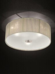 Franklite FL2341/3 Wish 3 Light Flush Ceiling Light With Cream Thread Shade And Glass Diffuser
