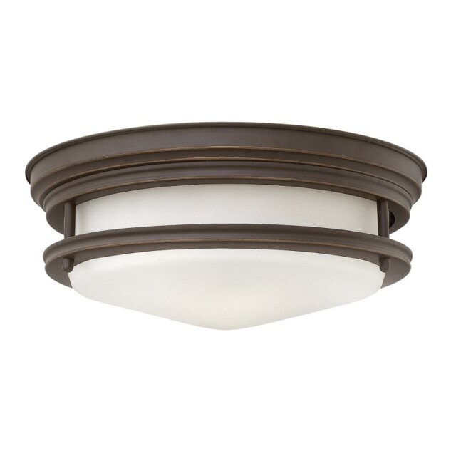 Quintiesse QN-HADRIAN-FS-OZ-OPAL Hadrian 2 Light Flush Ceiling Light In Oil Rubbed Bronze With Opal Glass IP44