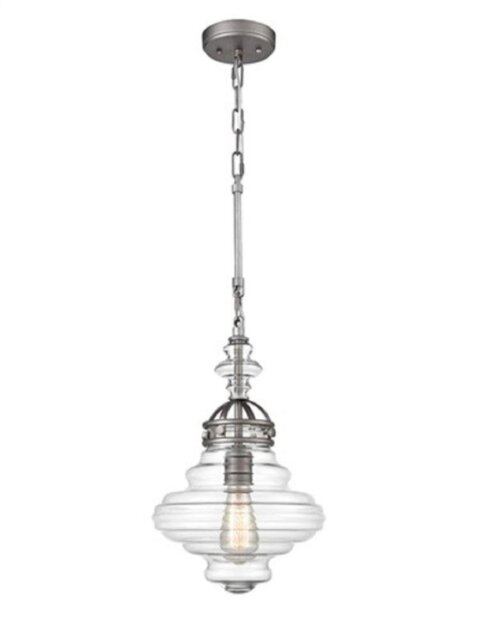 Franklite PCH179 Ceiling Pendant In Brushed Silver With Decorative Glass Shade