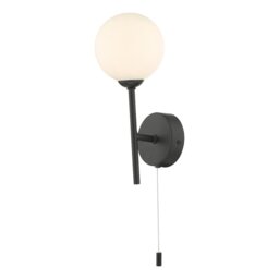 Dar Lighting COH0722-02 Cohen 1 Light Wall Light In Matt Black With Opal Glass