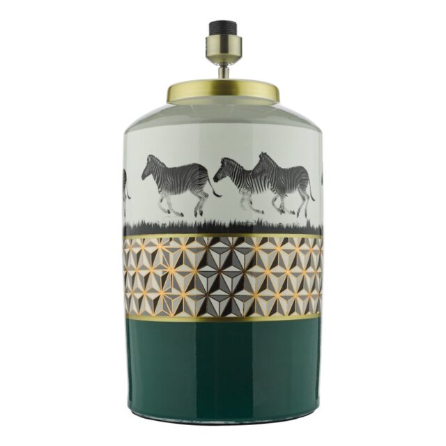 Dar Lighting Callie Table Lamp Base Only In Green Finish With Zebra Motif CAL4213