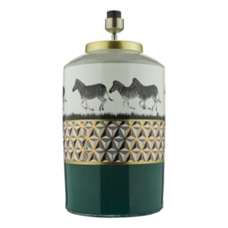Dar Lighting Callie Table Lamp Base Only In Green Finish With Zebra Motif CAL4213