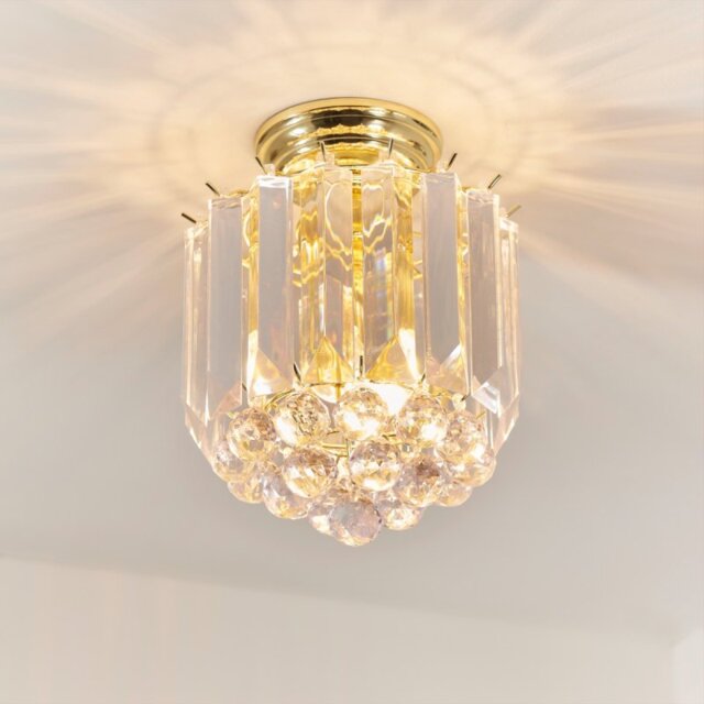 Endon FARGO-BP Fargo Acrylic and Brass Flush Ceiling Light
