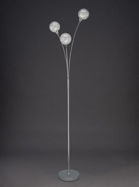 S222 Standard Floor Lamp In Chrome With Three Textured Clear Glass Spheres