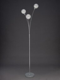 Franklite SL222 Standard Floor Lamp In Chrome With Three Textured Clear Glass Spheres